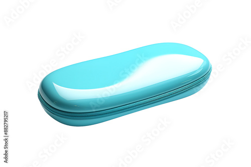 The Cosmic Symphony of Healing: A Blue and White Pill Case on White or PNG Transparent Background.