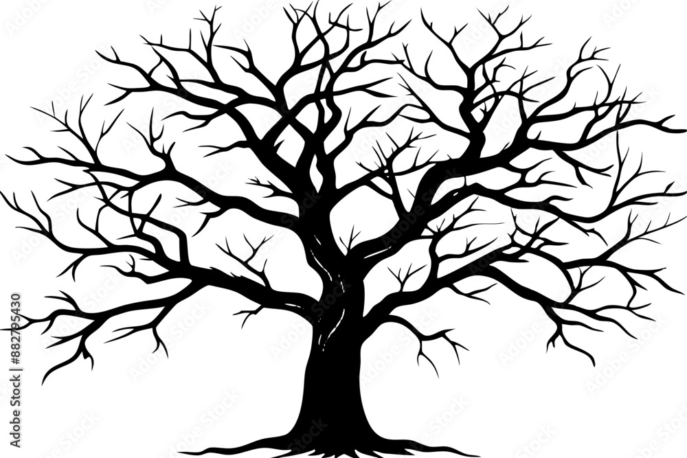 Fototapeta premium Dead Tree Silhouette Vector art, Scary Trees black Silhouette, Forest Tree without leaves black and white clipart Collection