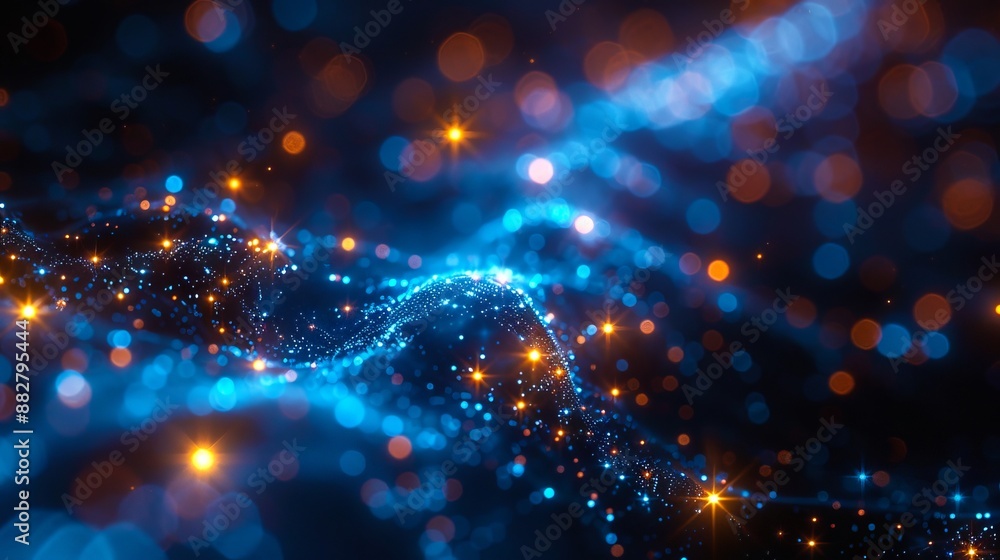 Fototapeta premium A blue and orange background with stars.