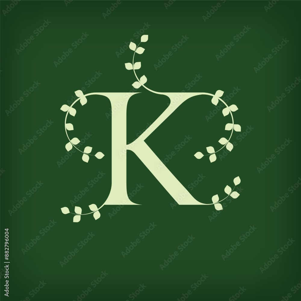 Premium leaf typography, Letter K Initials Logo. Symbol icon design. Unique leaf combination. Flat Vector Design. Premium leaf typography, Letter K Initials Logo. Symbol icon design. Unique leaf combination. Flat Vector Design.