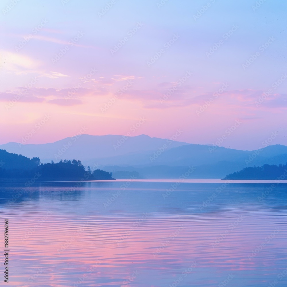 Tranquil waters reflecting the beauty of a setting sun. AI. Tranquil waters reflecting the beauty of a setting sun. AI.