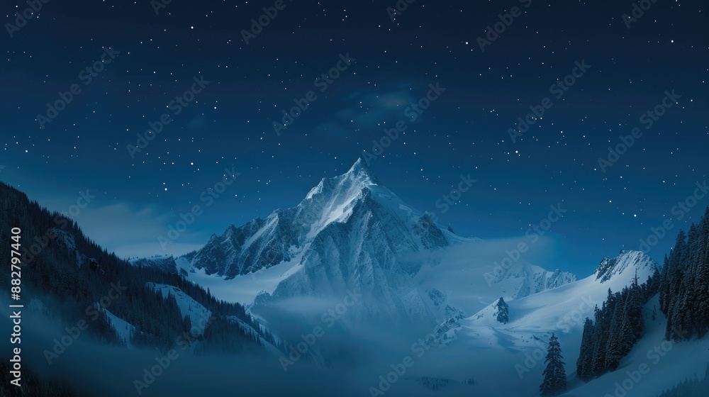 A breathtaking view of Mount Hood bathed in the glow of the Milky Way at night A breathtaking view of Mount Hood bathed in the glow of the Milky Way at night