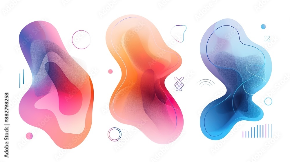 Liquid shape frame treatment colorful set. illustration Liquid shape frame treatment colorful set. illustration