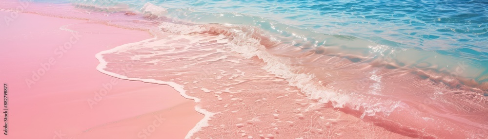 Gentle waves lapping at the shore of a pink sand beach Gentle waves lapping at the shore of a pink sand beach