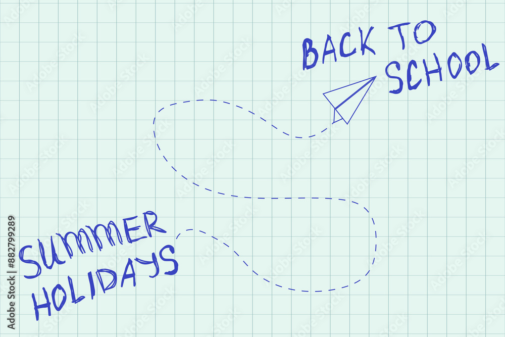 Back to School concept on checkered notebook sheet. Trendy Doodle hand drawn style Back to School background. Simple scribble vector illustration can used web social media study banner poster. EPS 10 Back to School concept on checkered notebook sheet. Trendy Doodle hand drawn style Back to School background. Simple scribble vector illustration can used web social media study banner poster. EPS 10