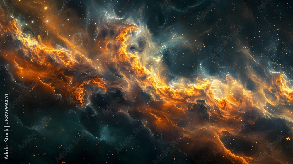 Fiery Cosmic Nebula Illuminating the Dark Universe Fiery Cosmic Nebula Illuminating the Dark Universe