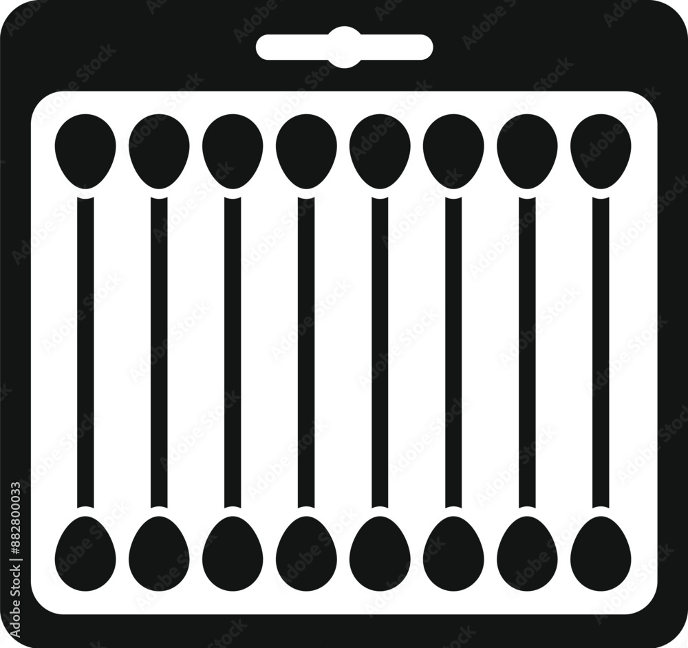 Black silhouette of a pack of cotton buds, ideal for healthcare, beauty, or cosmetic themes Black silhouette of a pack of cotton buds, ideal for healthcare, beauty, or cosmetic themes