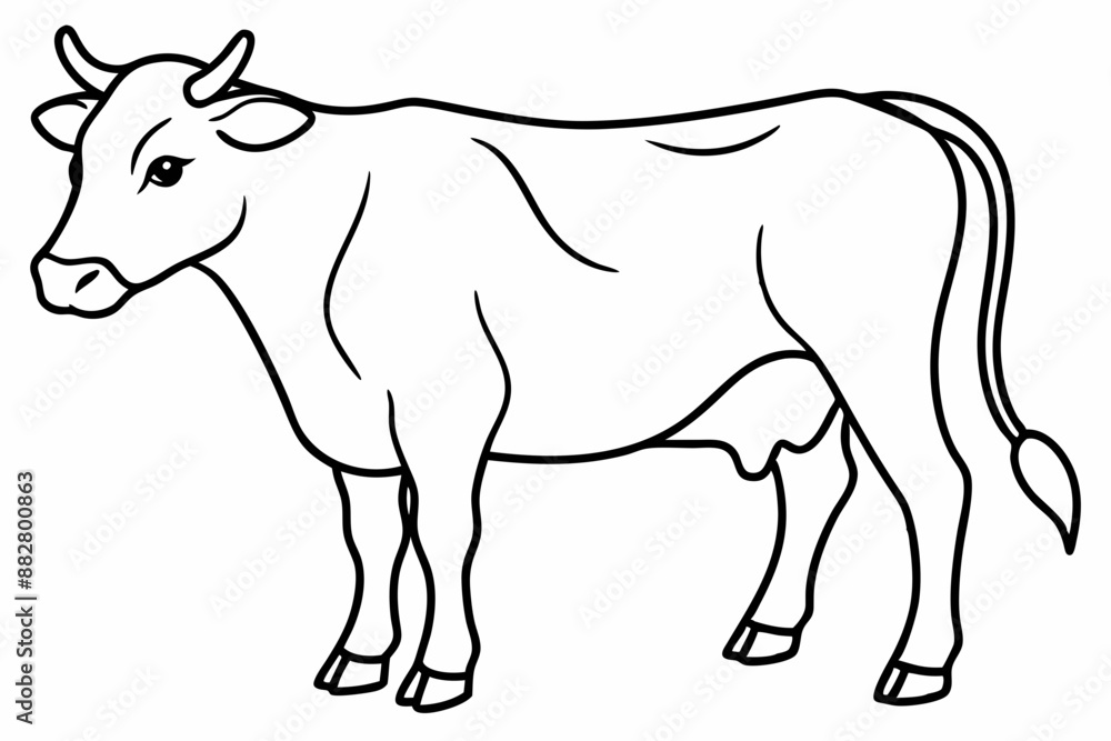 Obraz premium cow line art vector illustration 