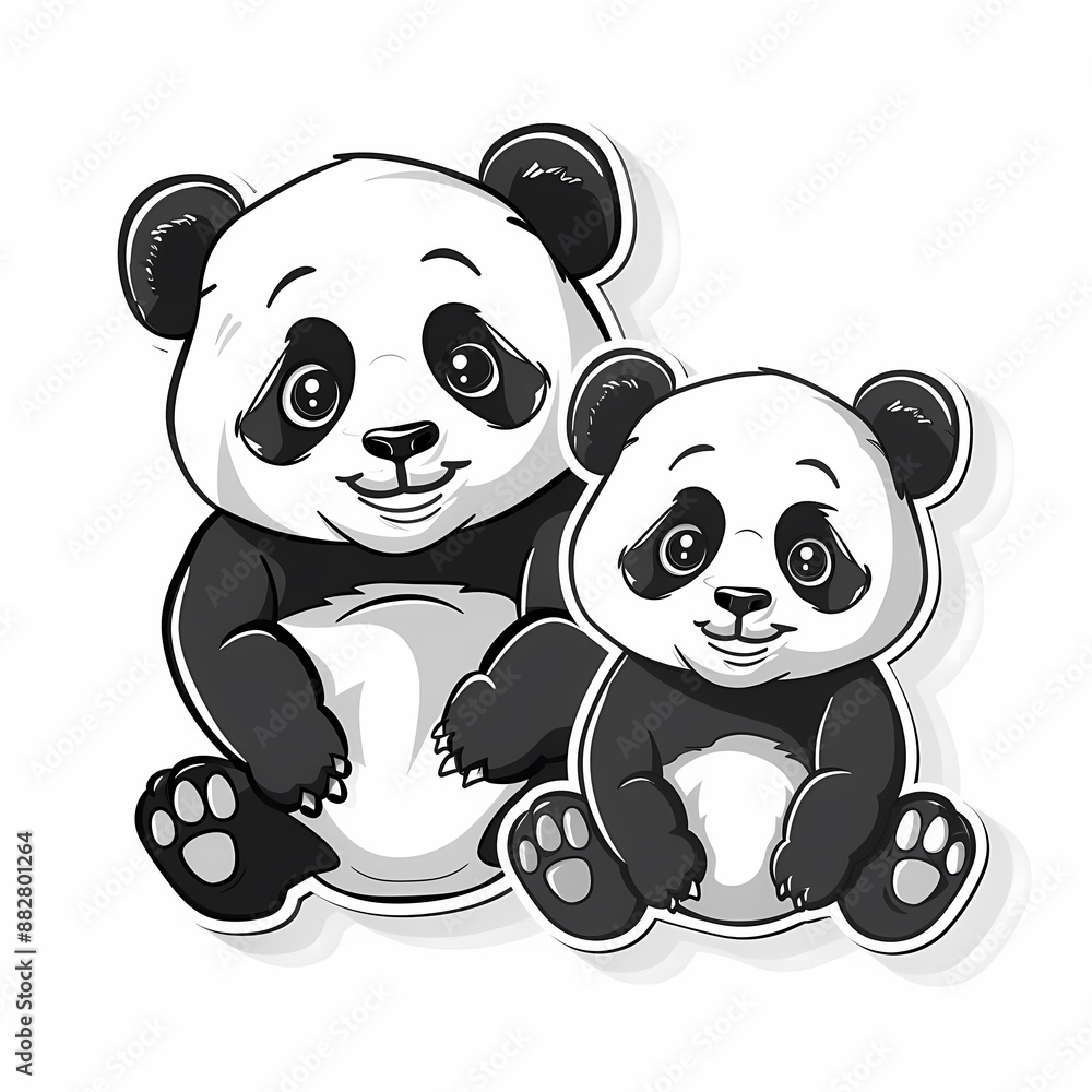 Obraz premium Charming illustration of cute pandas, ideal for children's products and playful branding