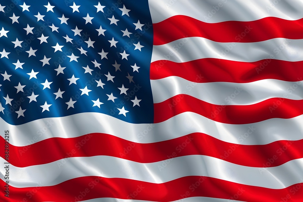 Fototapeta premium Waving American Flag with Stars and Stripes