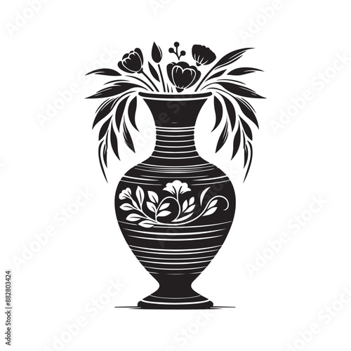 black and white vases