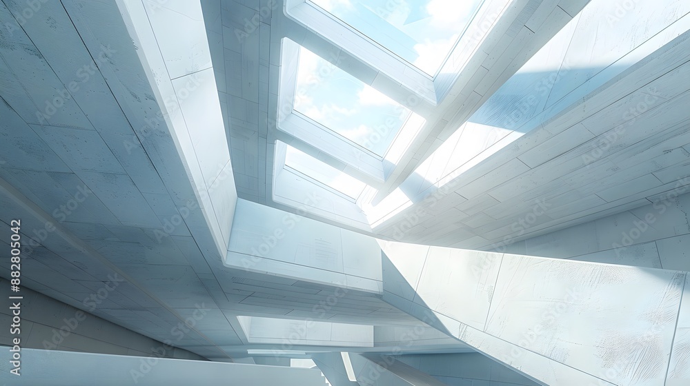 Modern Architectural Design with Skylights and Geometric Patterns Modern Architectural Design with Skylights and Geometric Patterns