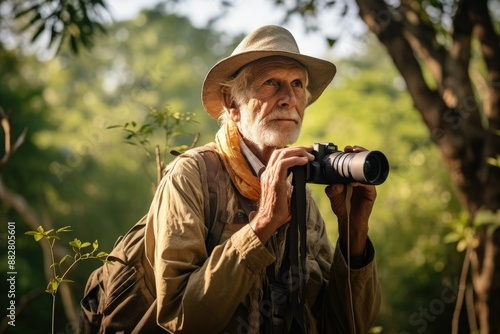 a man with a hat and a camera