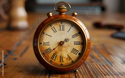 View of a Beautiful Wooden Clock on a table