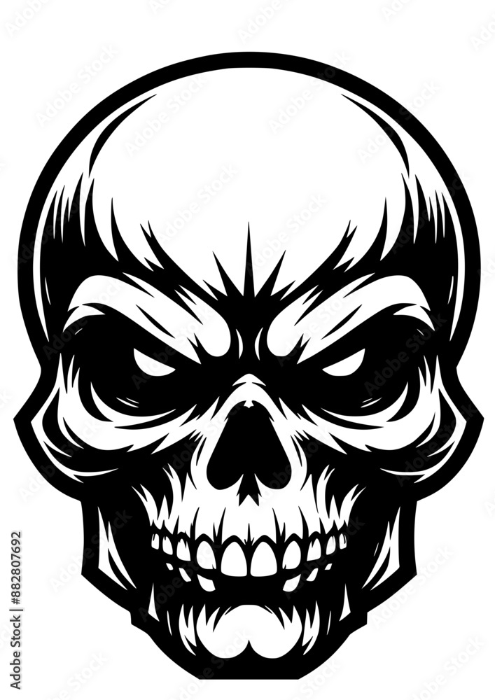 Fototapeta premium Skull SVG, Bones SVG, Skeleton SVG, Death SVG, Pirates SVG, Head SVG, Skull Silhouette, Skull Clipart, Skull Vector, Cut file for Cricut SVG, JPG, PNG