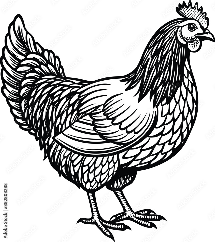Vector art an old hen with white background Vector art an old hen with white background