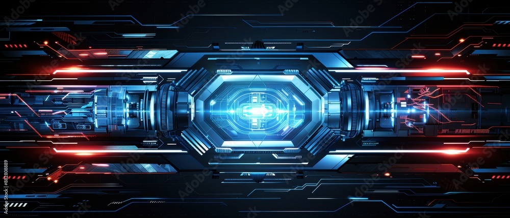 Futuristic technology background with a vibrant digital interface, featuring dynamic circuits and glowing lights in a sleek design. Futuristic technology background with a vibrant digital interface, featuring dynamic circuits and glowing lights in a sleek design.