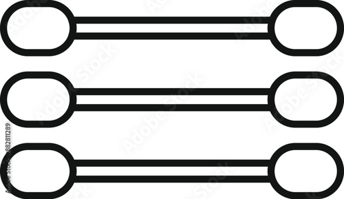 Line drawing of three cotton swabs for ear cleaning lying horizontally