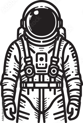 Astronaut in spacesuit and helmet silhouette isolated on a white background