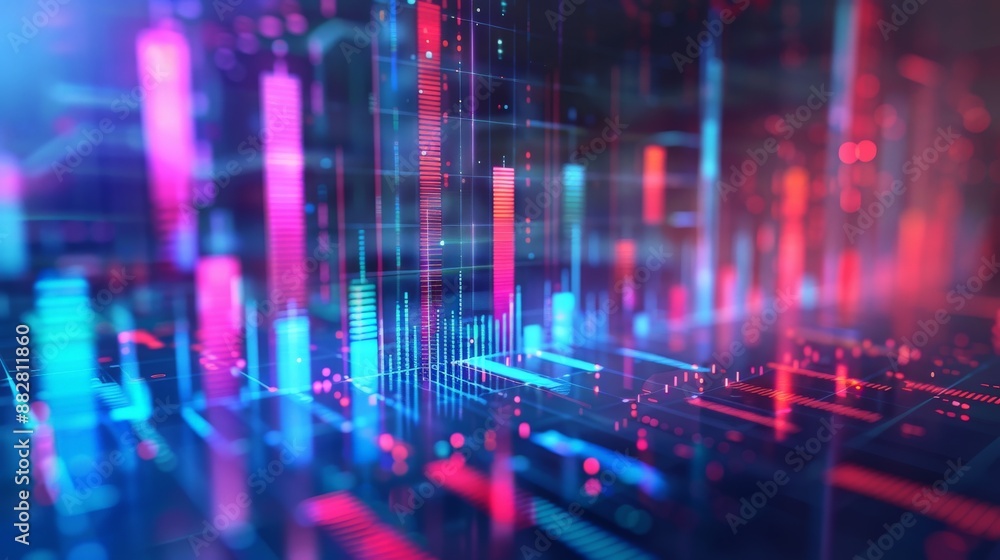 Abstract Digital Cityscape with Neon Lights Abstract Digital Cityscape with Neon Lights