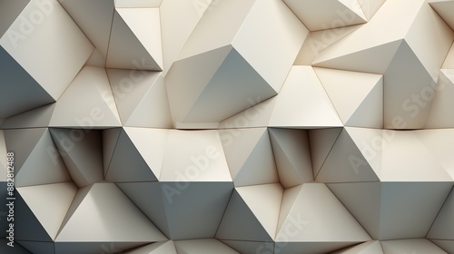 3D pattern made of white and beige geometric shapes, creative background or wallpaper surface made of light and shadow