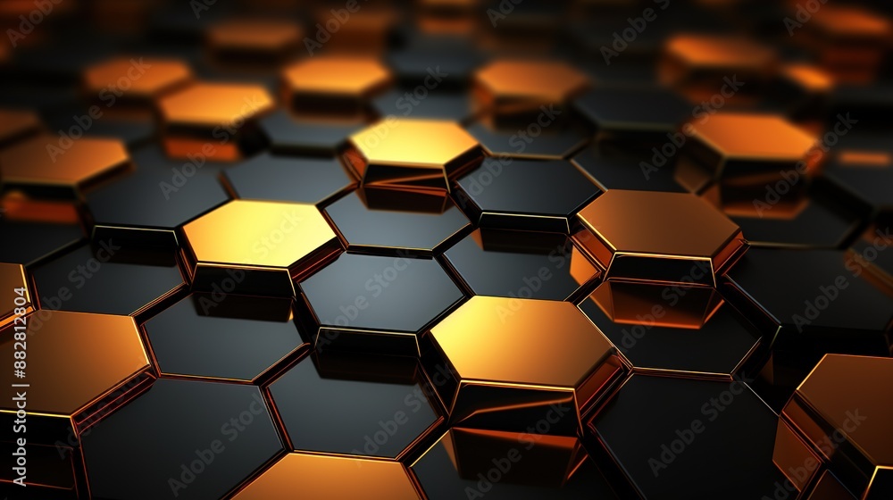 Honeyomb Black orange abstract 3d hexagon background Honeyomb Black orange abstract 3d hexagon background