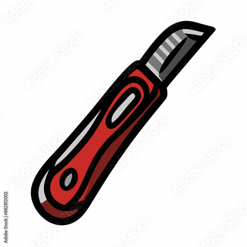 Stationery Knife Hand Drawn Doodle Icon, isolated white background (6) photo