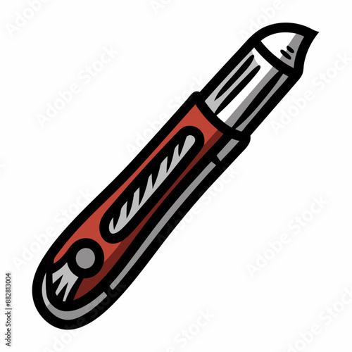 Stationery Knife Hand Drawn Doodle Icon, isolated white background (2) photo