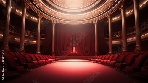 Empty hall with VIP sitting in center 3d illustration photo