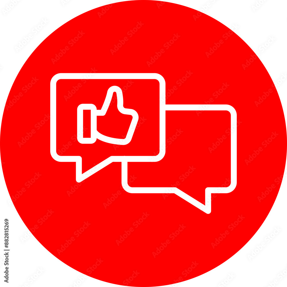 Positive Review Vector Line White Circle Red Positive Review Vector Line White Circle Red