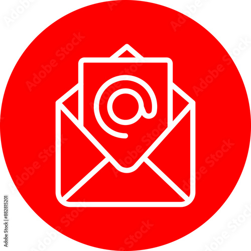 Mail Vector Line White Circle Red