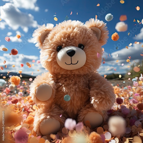 Vector Illustration of Floppy Teddy Bear in Degree Offset Method