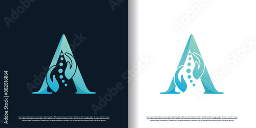 chiropractic logo design vector with letter a concept premium vector