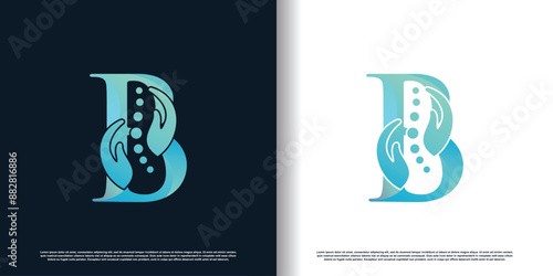 chiropractic logo design vector with letter b concept premium vector