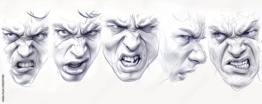 A realistic drawing of a person's emotions, expressed through their facial expressions. A realistic drawing of a person's emotions, expressed through their facial expressions.