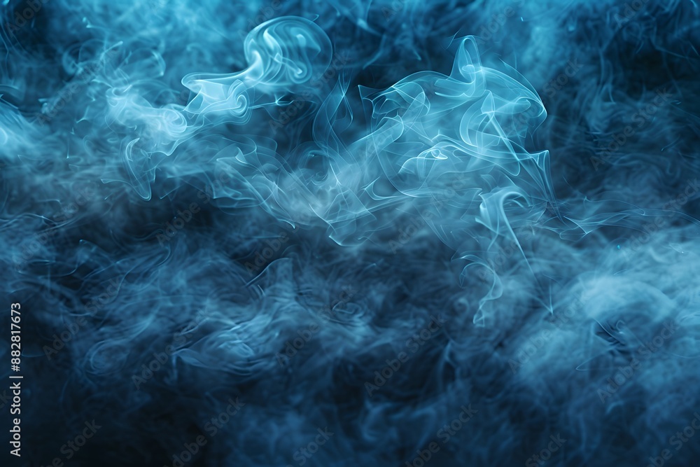 Ethereal Blue Smoke Swirls in a Dark Atmosphere Ethereal Blue Smoke Swirls in a Dark Atmosphere