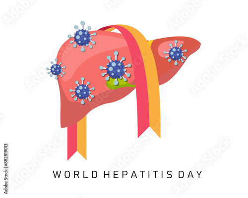 World Hepatitis Day Vector Illustration on 28 July diseased liver, cancer and cirrhosis in healthcare