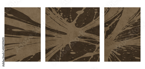 Set of 3 Abstract background in vintage style. Stylized old with grain. For use in graphics, for printing on wall decorations.