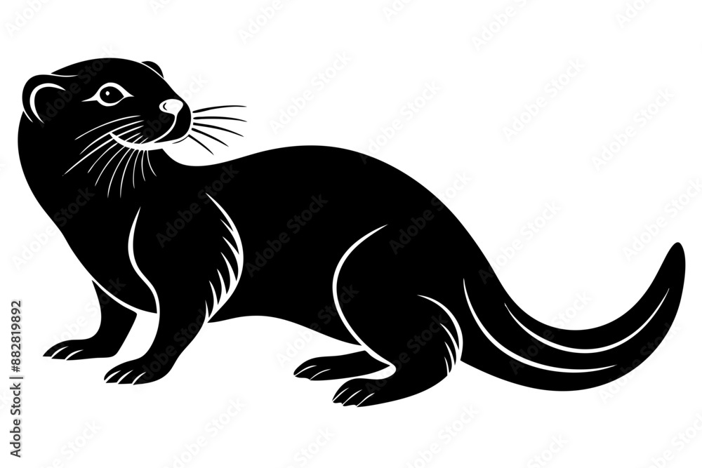 otter silhouette, otter line art black white vector illustration
otter silhouette, otter line art black white vector illustration