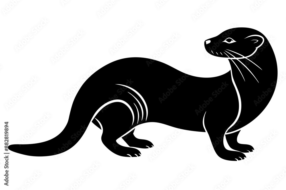 otter silhouette, otter line art black white vector illustration
otter silhouette, otter line art black white vector illustration