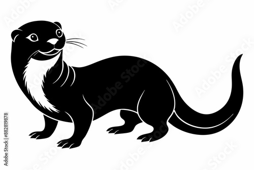 otter silhouette, otter line art black white vector illustration

