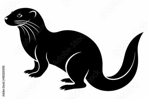 otter silhouette, otter line art black white vector illustration

