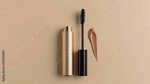 mascara for lashes with brush and bottle tube cosmetic makeup for product mockup branding photo