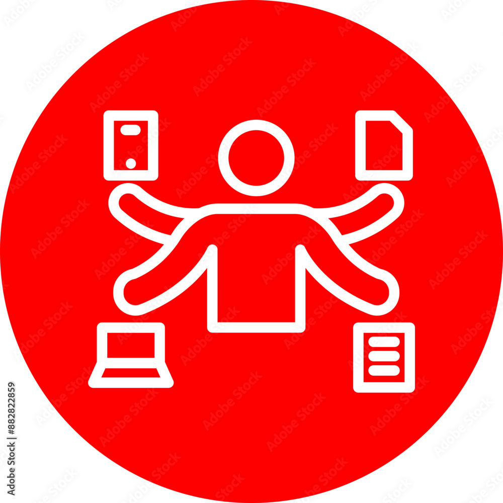 Multitask Vector Line White Circle Red Multitask Vector Line White Circle Red