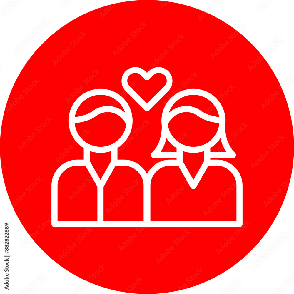 Couple Vector Line White Circle Red Couple Vector Line White Circle Red