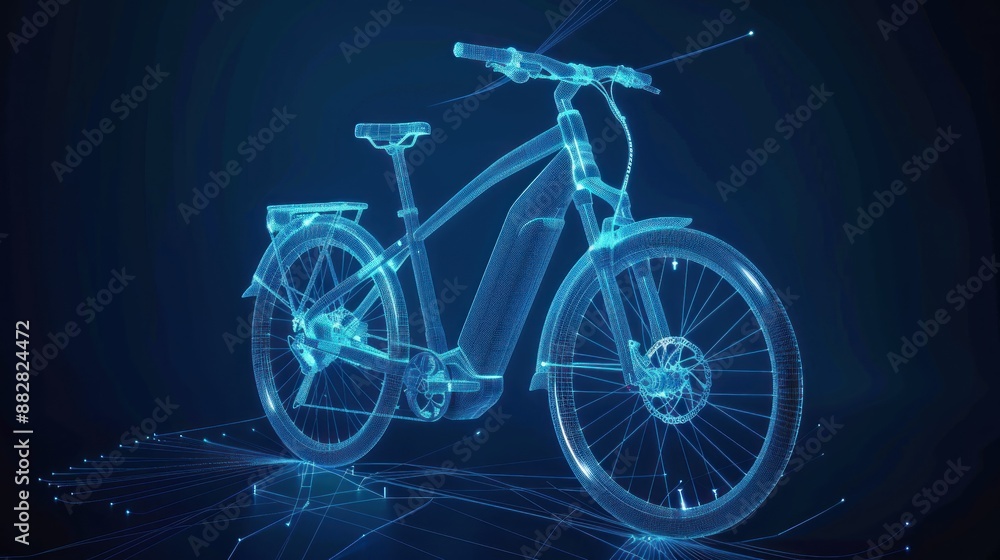 Fototapeta premium Electric Bicycle in a Digital World
