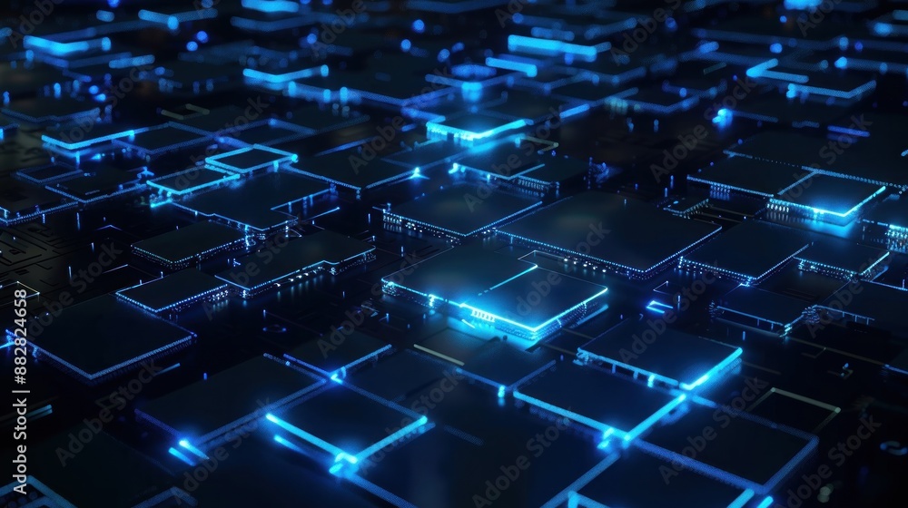 Obraz premium Abstract Glowing Blue Circuitry