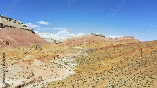 Drone Flying over Aktau Mountains in Altyn Emel National Park photo