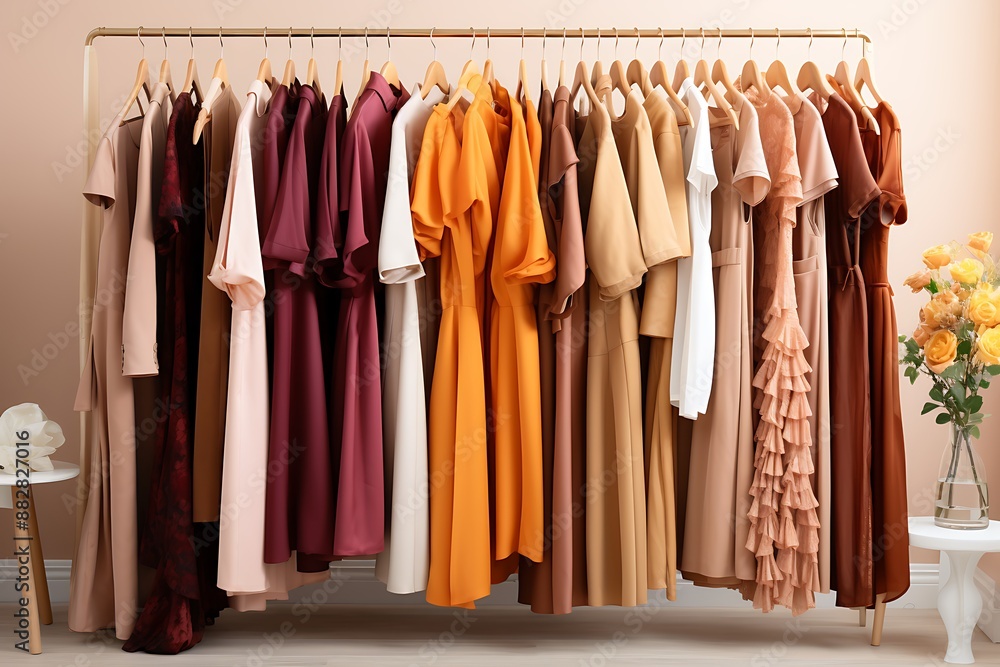 Clothes on a hanger in the wardrobe. 3d rendering Clothes on a hanger in the wardrobe. 3d rendering