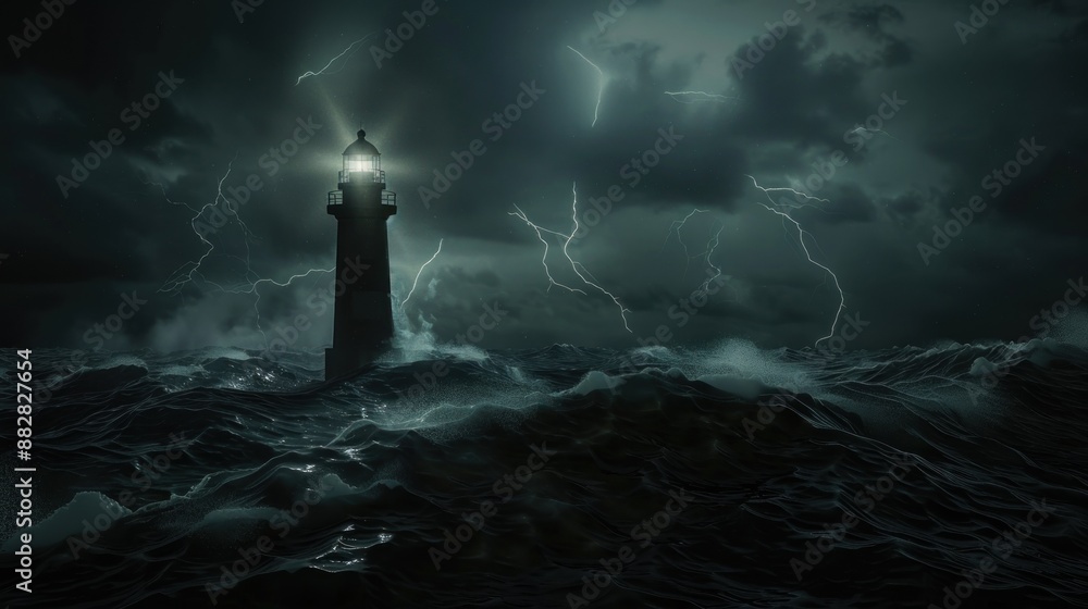 Lighthouse in a Stormy Sea Lighthouse in a Stormy Sea